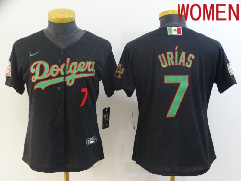 Women Los Angeles Dodgers #7 Urias Black Game Nike MLB Jerseys->women mlb jersey->Women Jersey